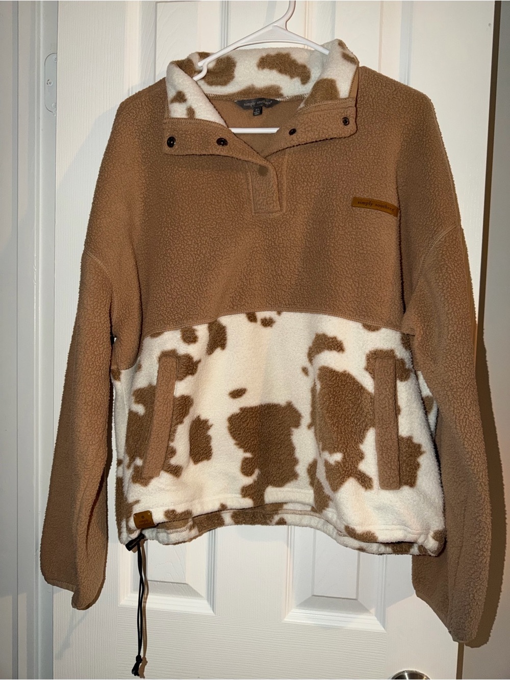 Simply Southern Cow Print Teddy Pullover Jacket